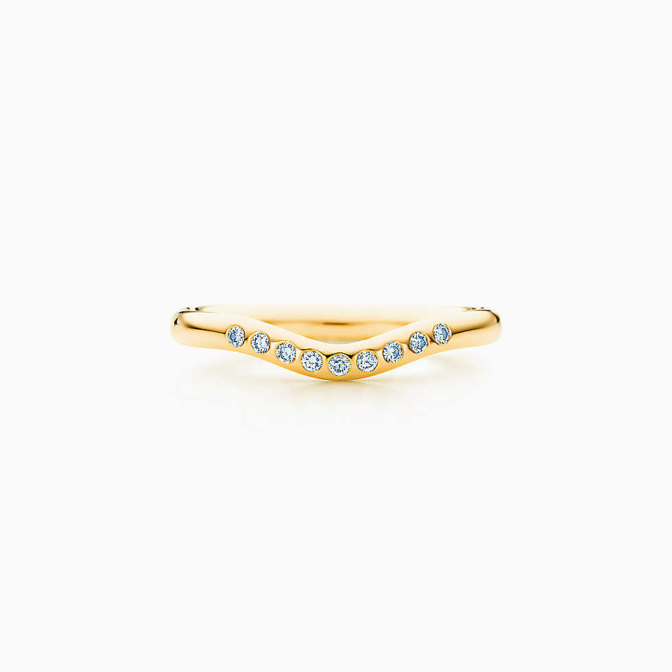 Elsa Peretti™ 18K 金镶钻结婚戒指，2 毫米宽