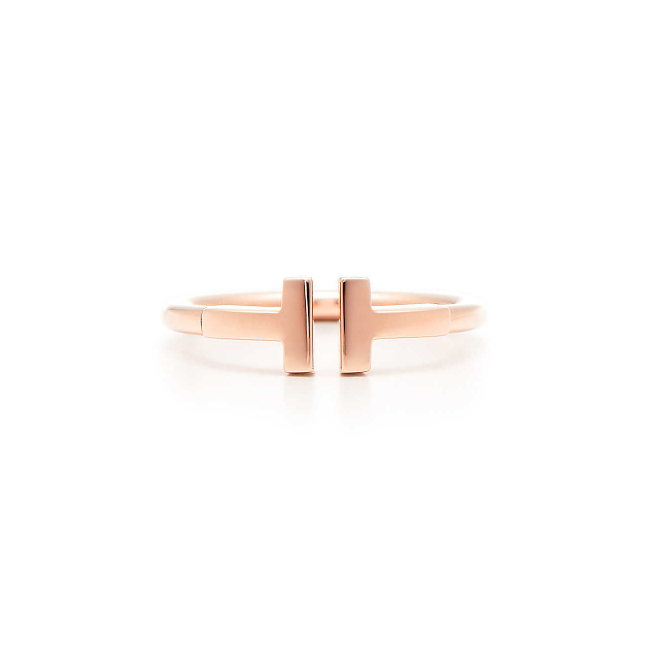 Tiffany T 18K 玫瑰金线形戒指