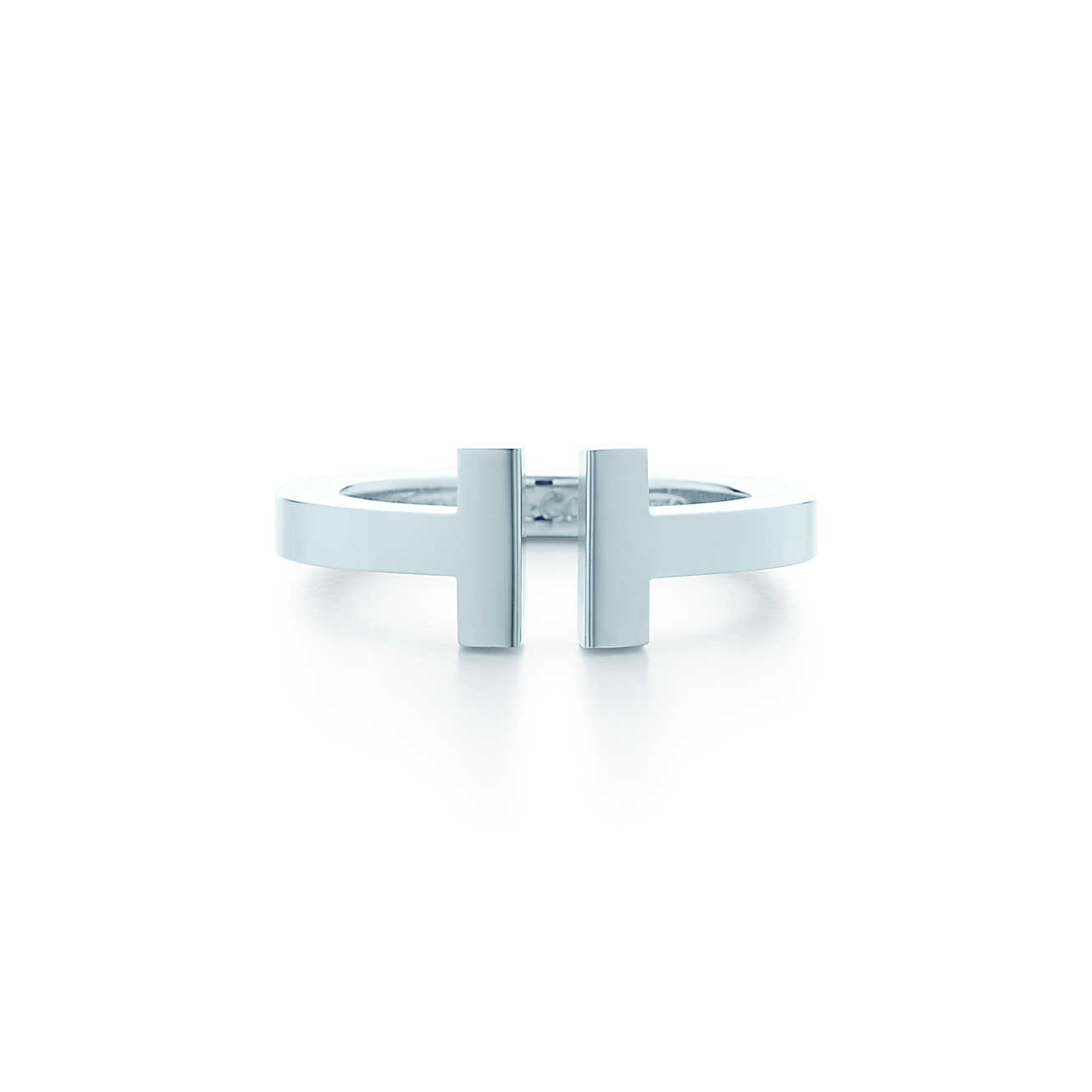 Tiffany T 18K 白金方形戒指