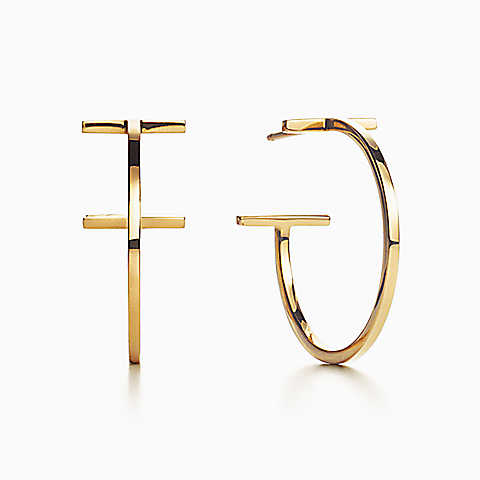 Tiffany T 18K金中号线圈耳环