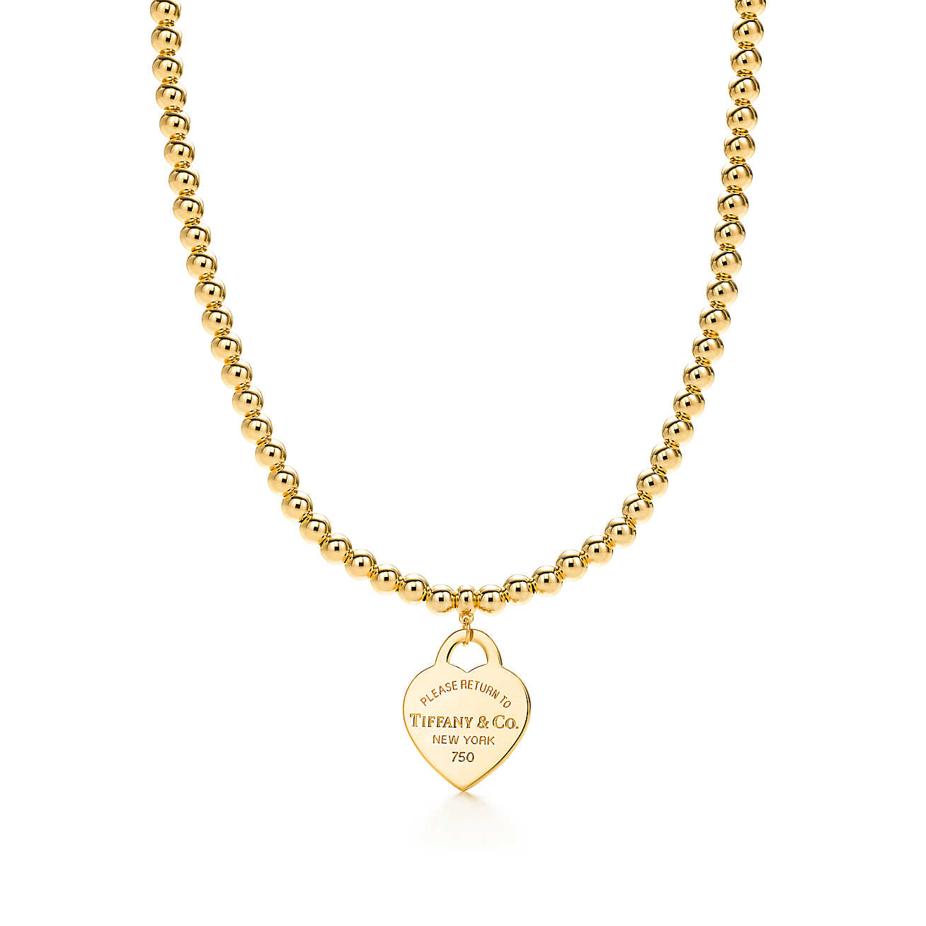 Return to Tiffany™ 系列 Heart Tag 18K 金小号珠式项链