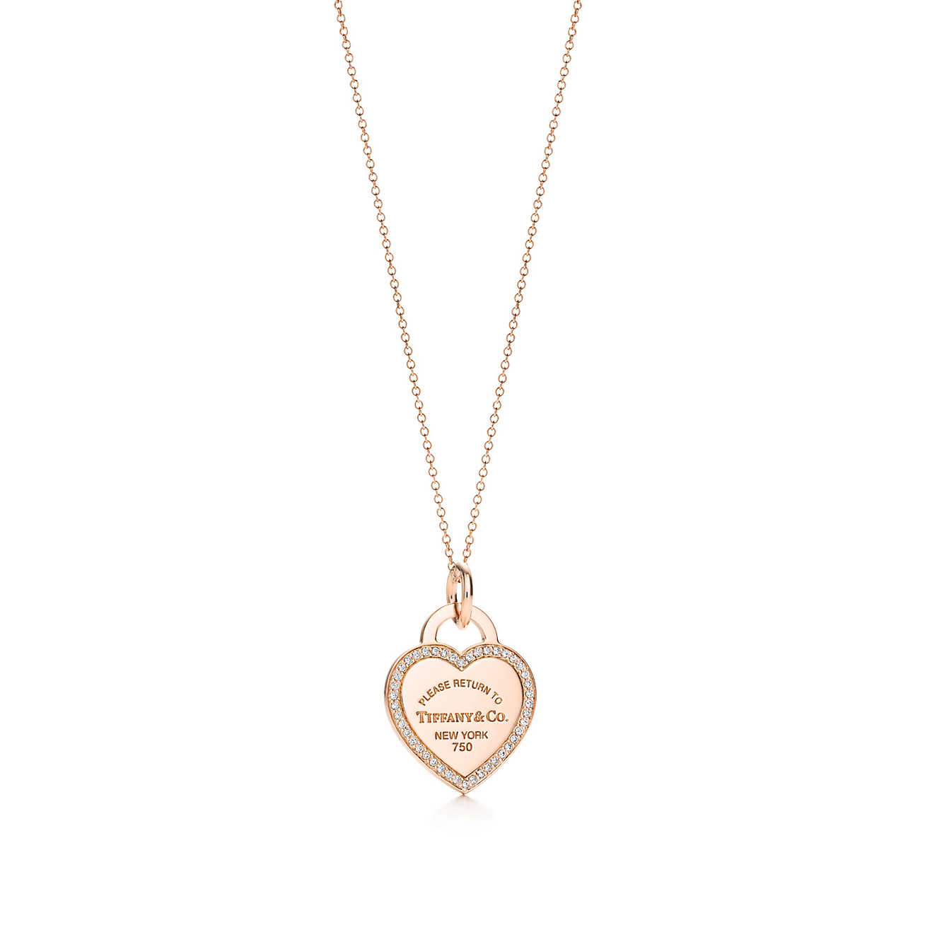 Return to Tiffany™ 系列 18K 玫瑰金镶钻 Heart Tag 吊饰