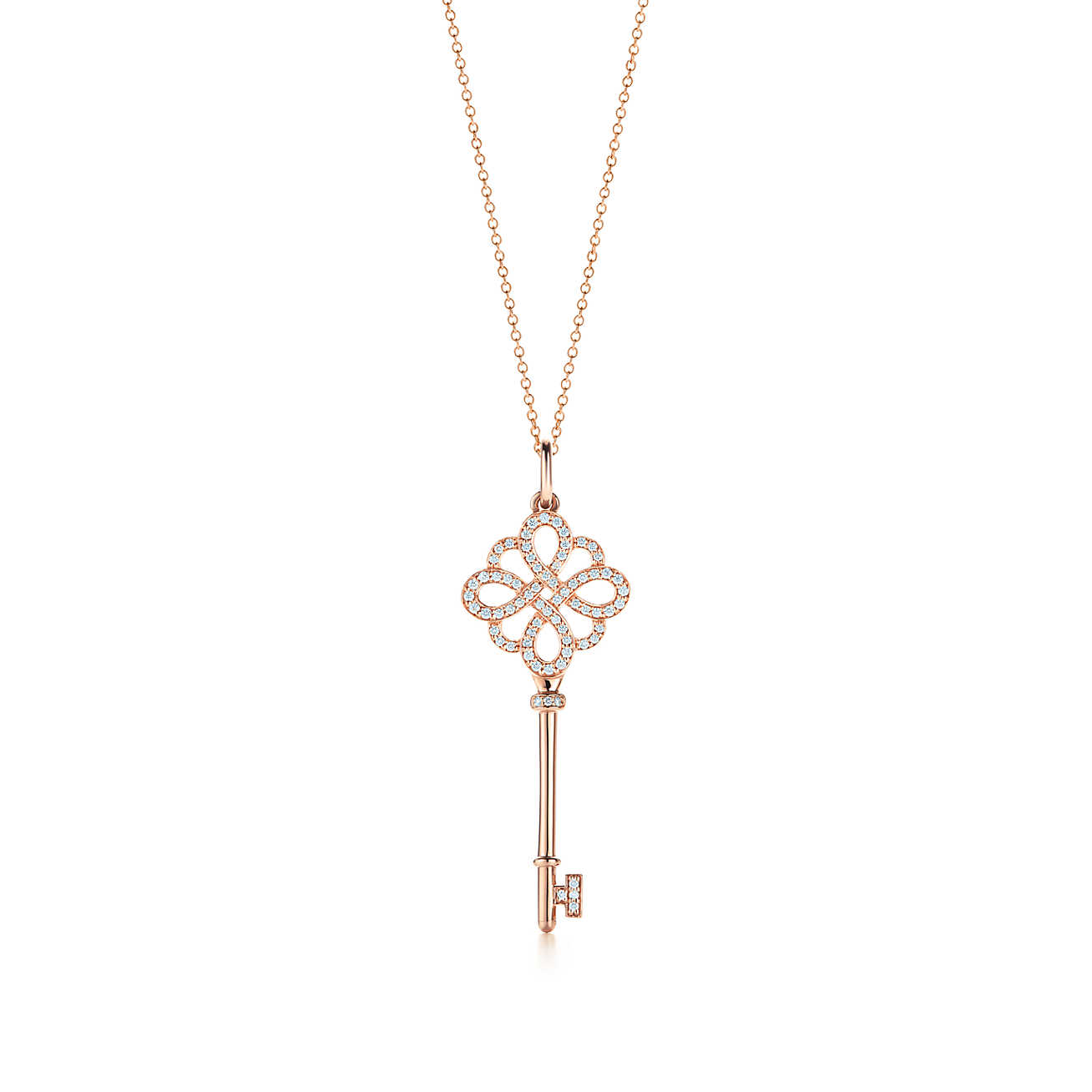 Tiffany Keys 18K 玫瑰金镶钻蝴蝶结形钥匙