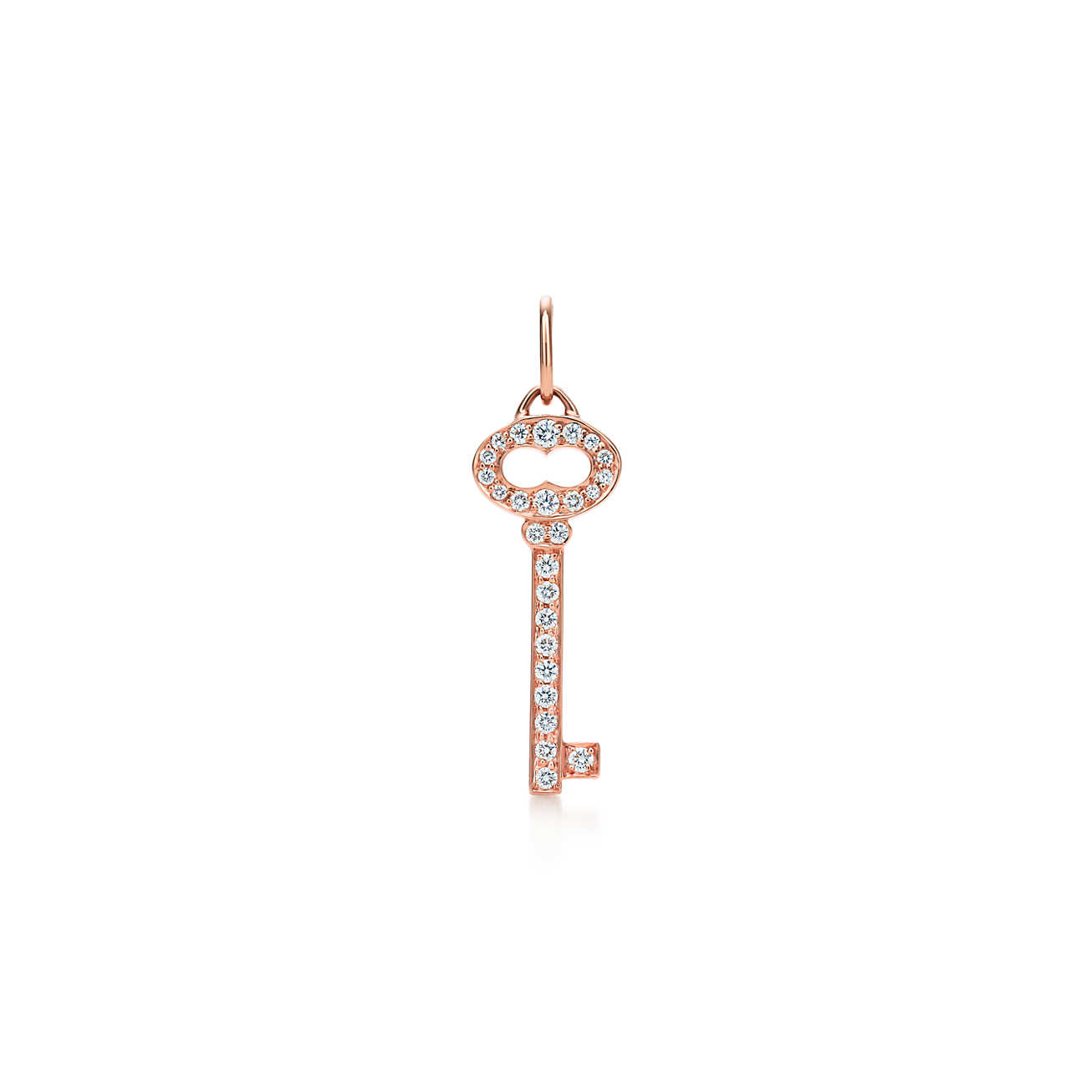 Tiffany Keys 18k 玫瑰金复古椭圆形钻石吊饰