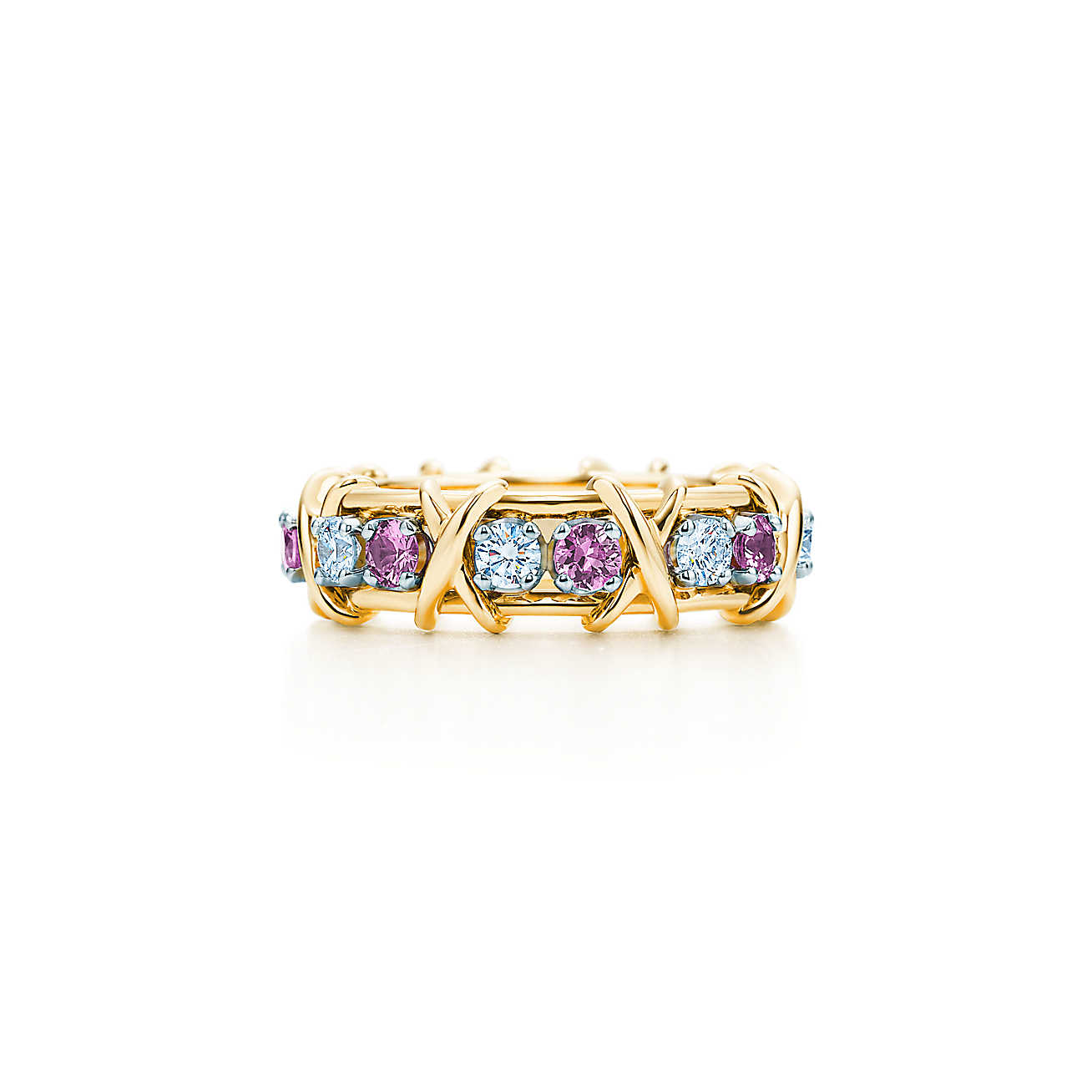 Tiffany & Co. Schlumberger® Sixteen Stone 镶钻及粉红色蓝