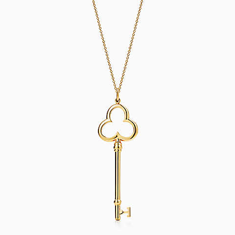 Tiffany Keys 18K 金三叶草钥匙吊坠