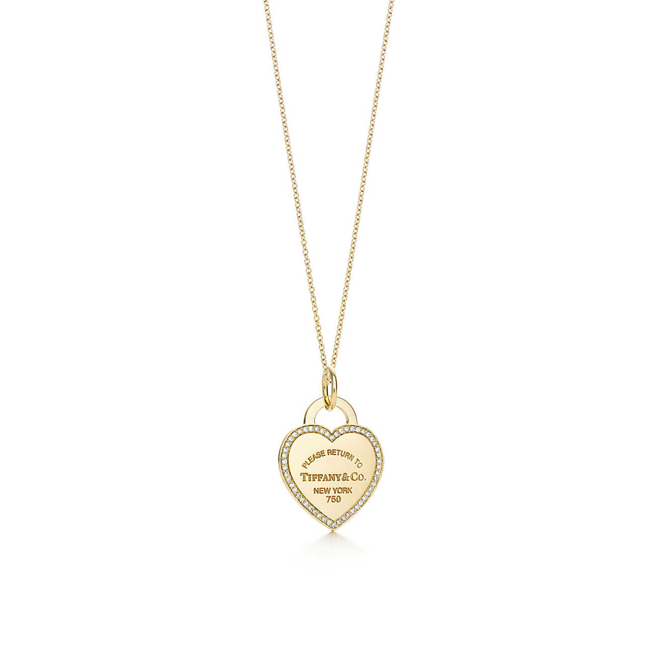 Return to Tiffany™ 系列 18K 金镶钻 Heart Tag 吊饰