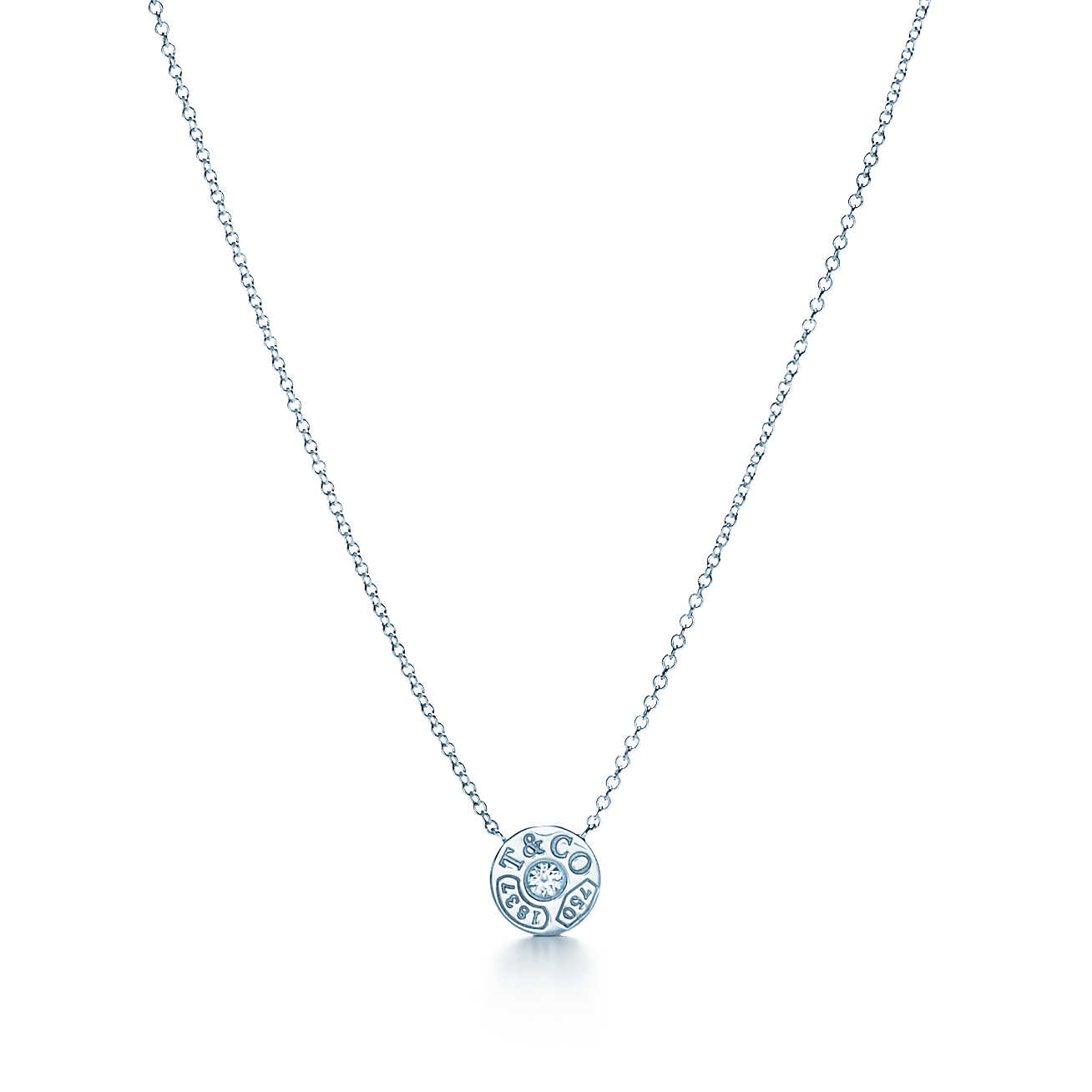 Tiffany 1837™ 系列 18K 白金镶钻圈形吊坠