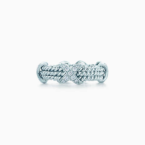 Tiffany & Co. Schlumberger Rope 白金镶钻三匝 X 戒指