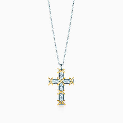 Jean Schlumberger Ten Stone 18K 金镶钻十字架吊坠