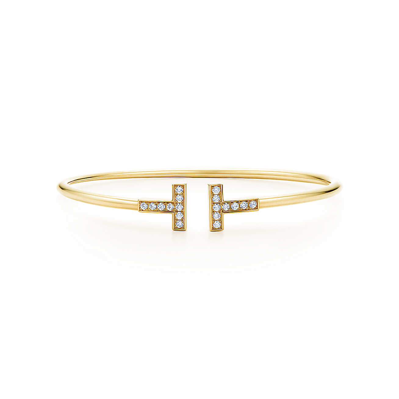 Tiffany T 18K 金镶钻中号线圈手镯