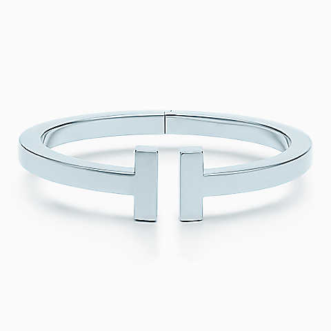 Tiffany T 18K 白金中号方形手镯