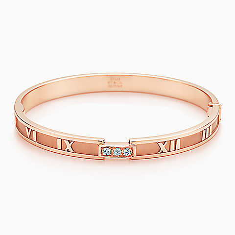 Atlas® 系列 18K 玫瑰金镶钻中号铰链式手镯