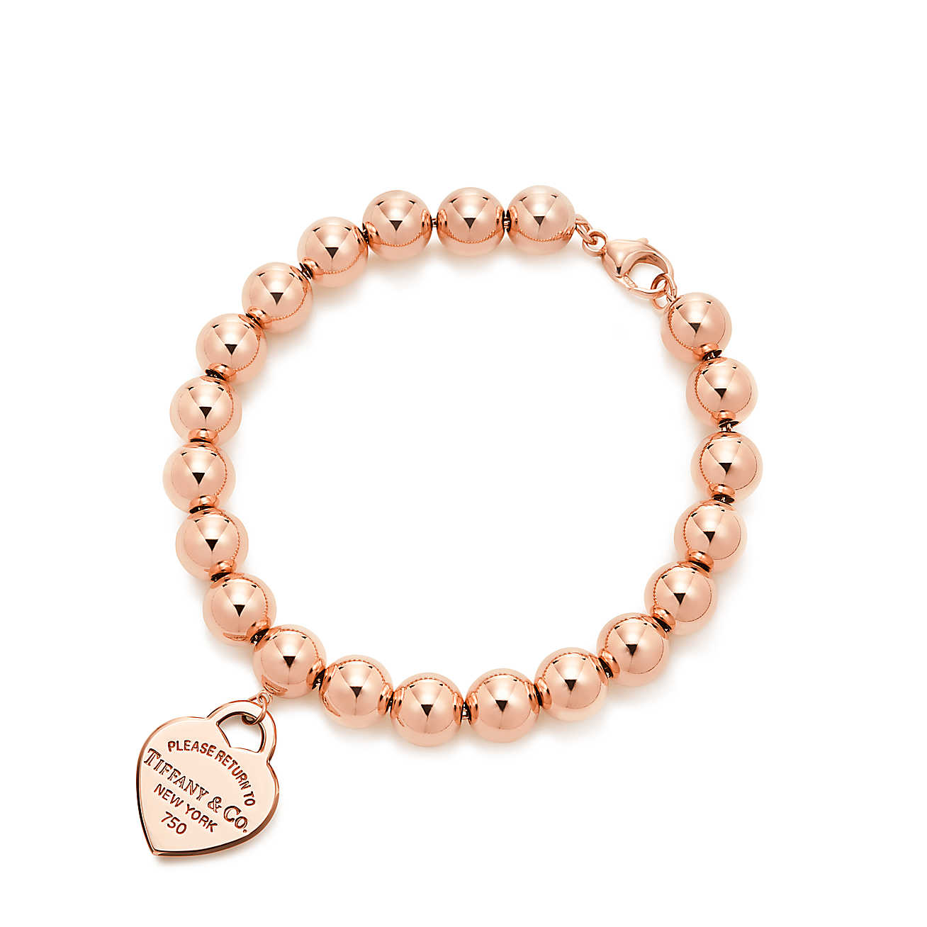 Return to Tiffany™系列18K玫瑰金小号Heart Tag珠式手链
