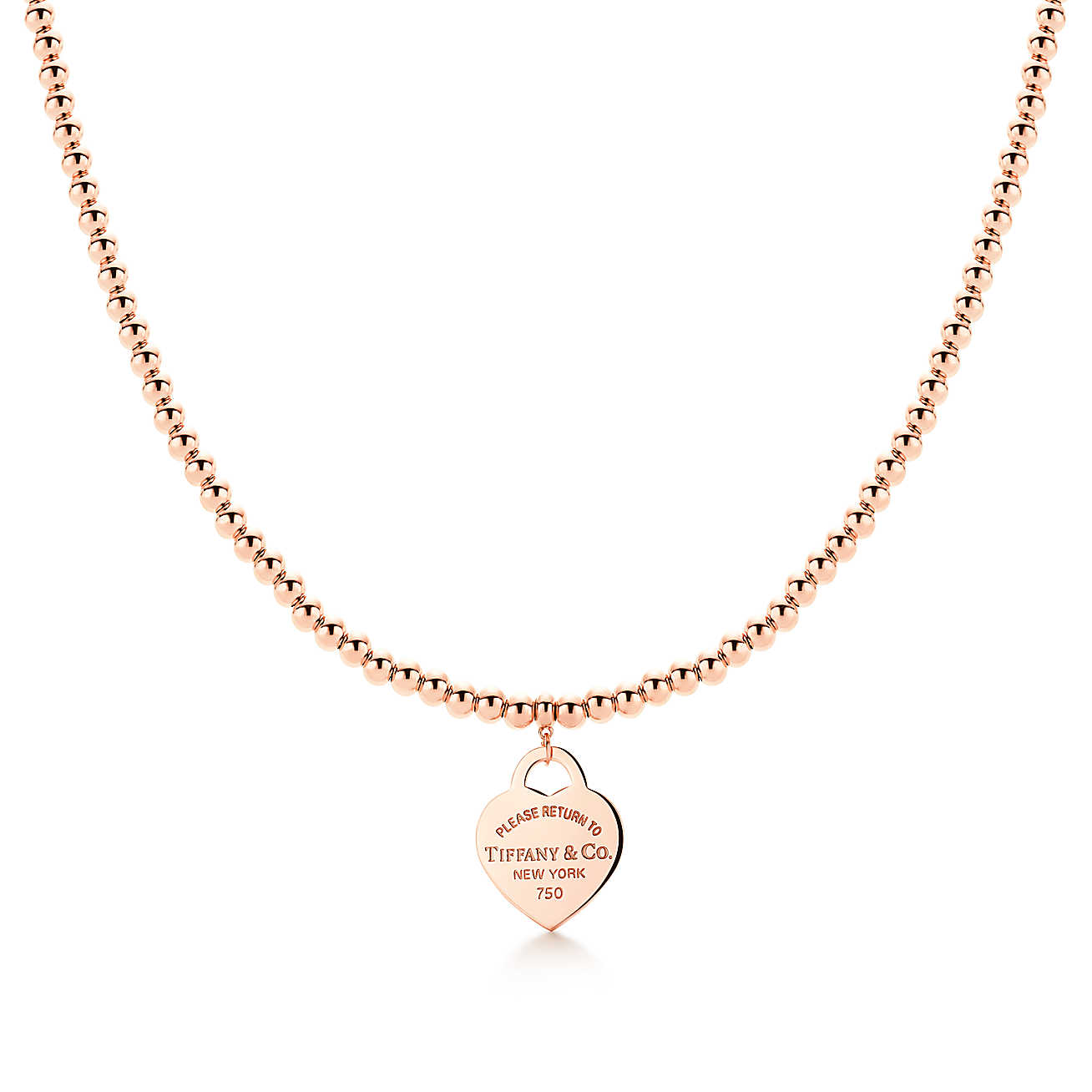 Return to Tiffany™系列18K玫瑰金小号Heart Tag珠式项链