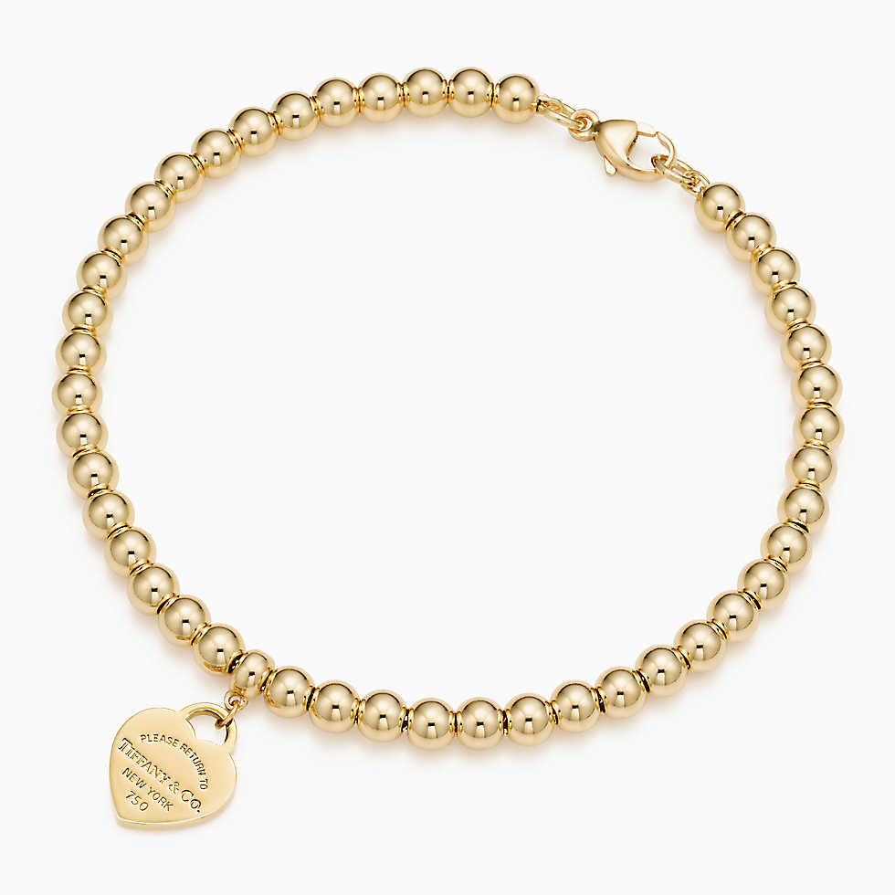 Return to Tiffany™ 系列 迷你18k 金 Heart Tag 珠式手链