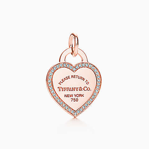 Return to Tiffany™ 系列 18K 玫瑰金镶钻 Heart Tag 吊饰