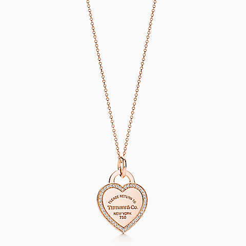 Return to Tiffany™ 系列 18K 玫瑰金镶钻 Heart Tag 吊饰