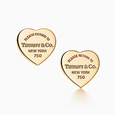 Return to Tiffany™ 系列迷你18K 金 Heart Tag 耳环