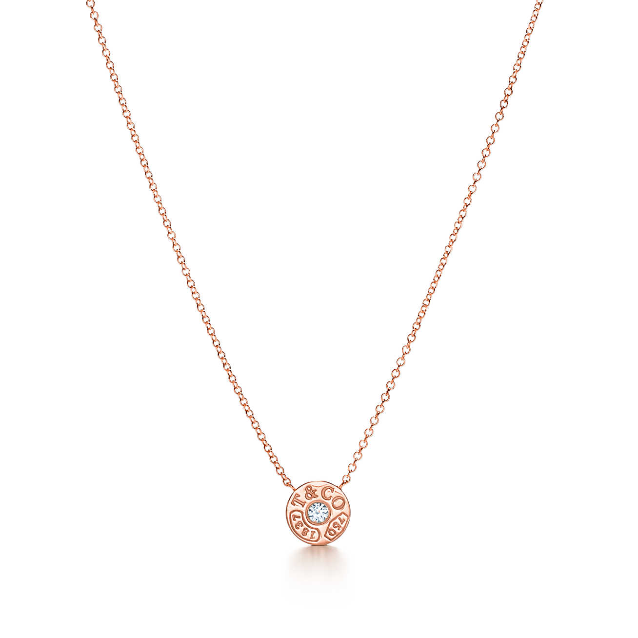 Tiffany 1837™ 系列 18K 玫瑰金镶钻圈形吊坠