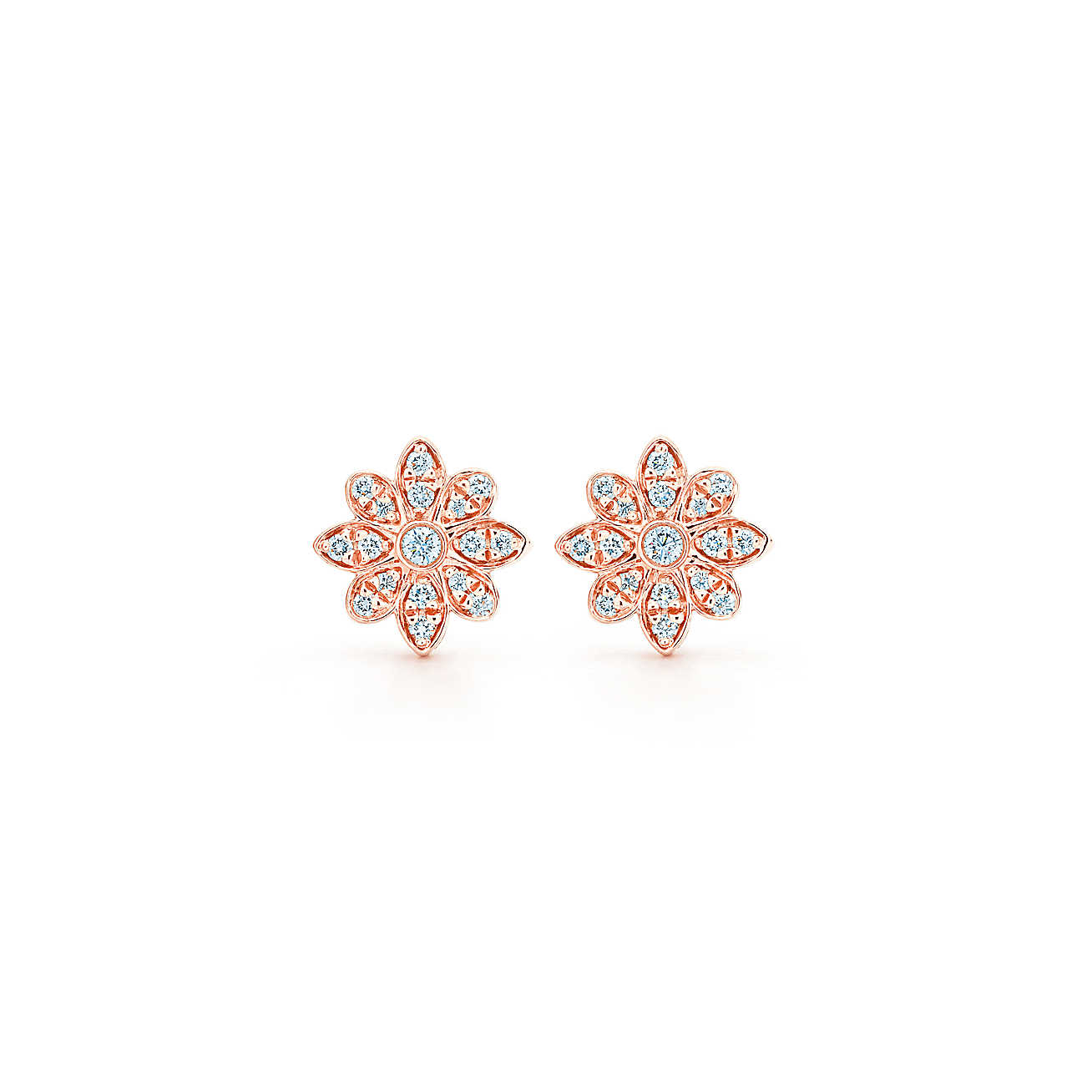 Tiffany Enchant® 18k 玫瑰金镶钻花式耳坠