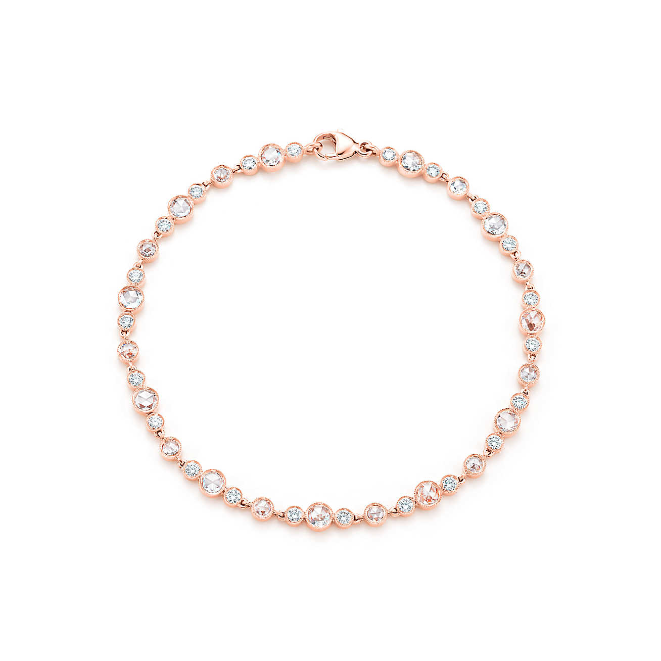 Tiffany Cobblestone 系列 18k 玫瑰金镶钻钻石手链