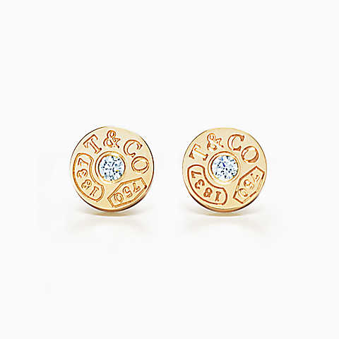 Tiffany 1837™ 系列 18K 金镶钻圈形耳环