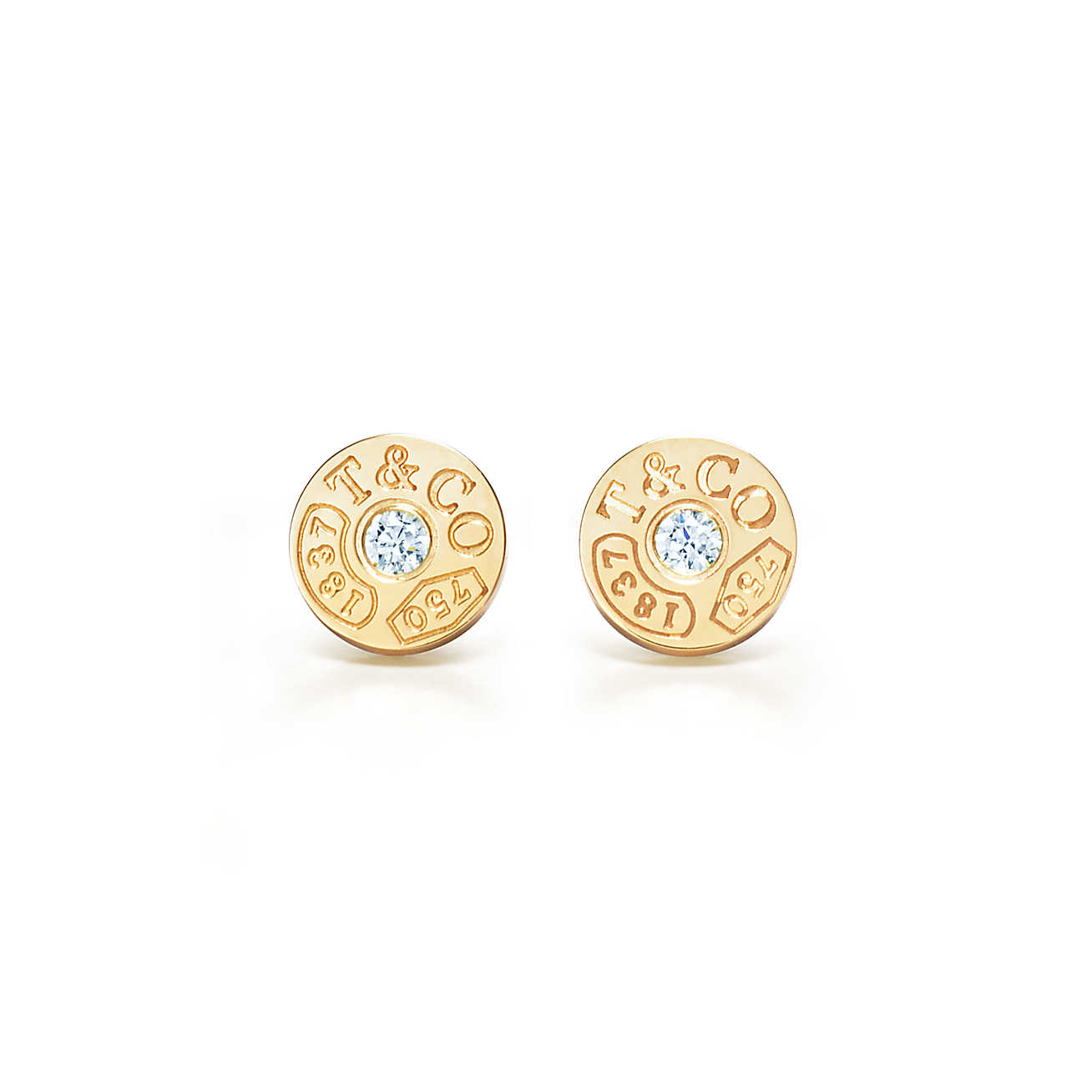 Tiffany 1837™ 系列 18K 金镶钻圈形耳环