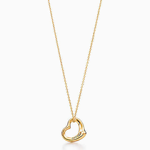 Elsa Peretti™ Open Heart 18K金镶钻小号吊坠