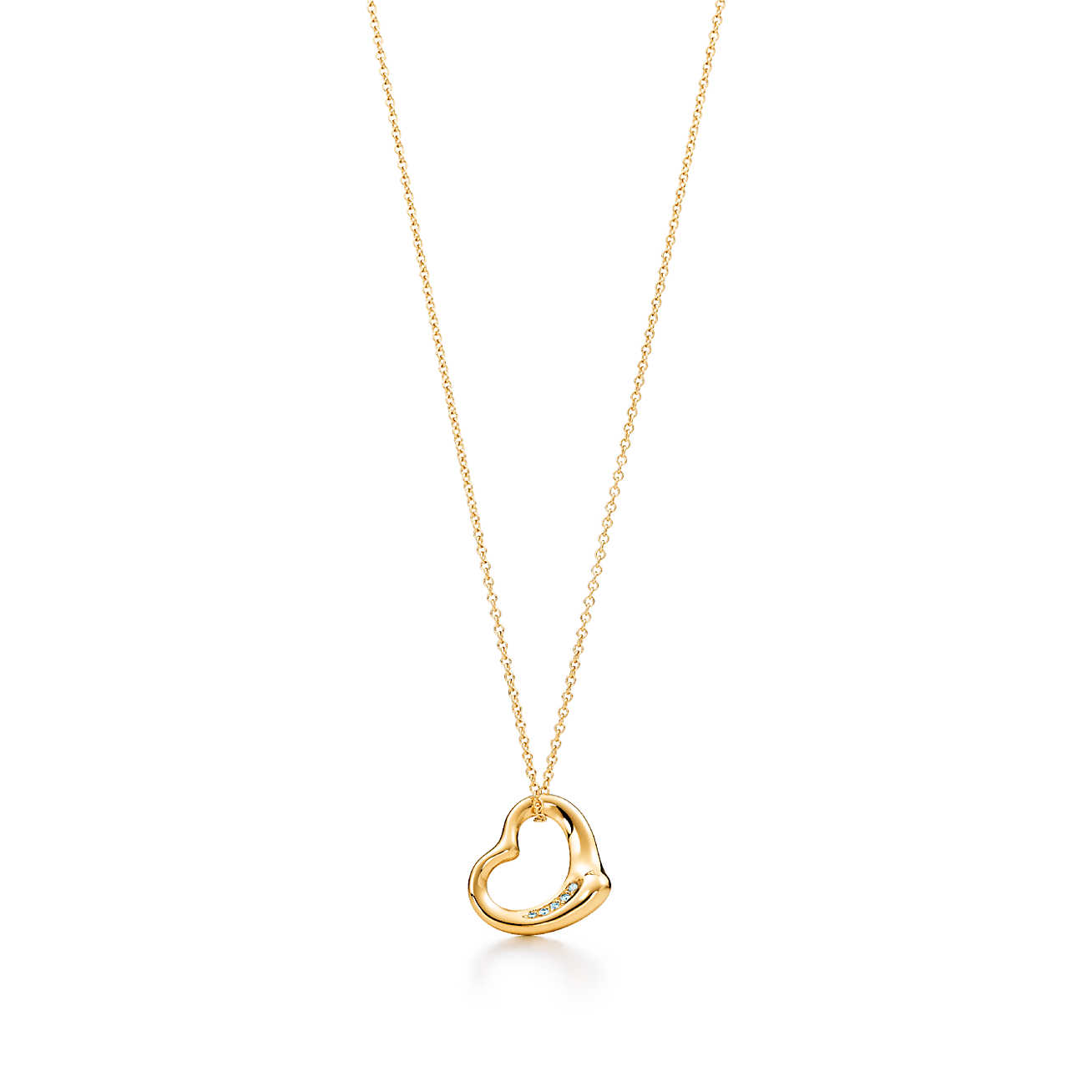 Elsa Peretti™ Open Heart 18K金镶钻小号吊坠