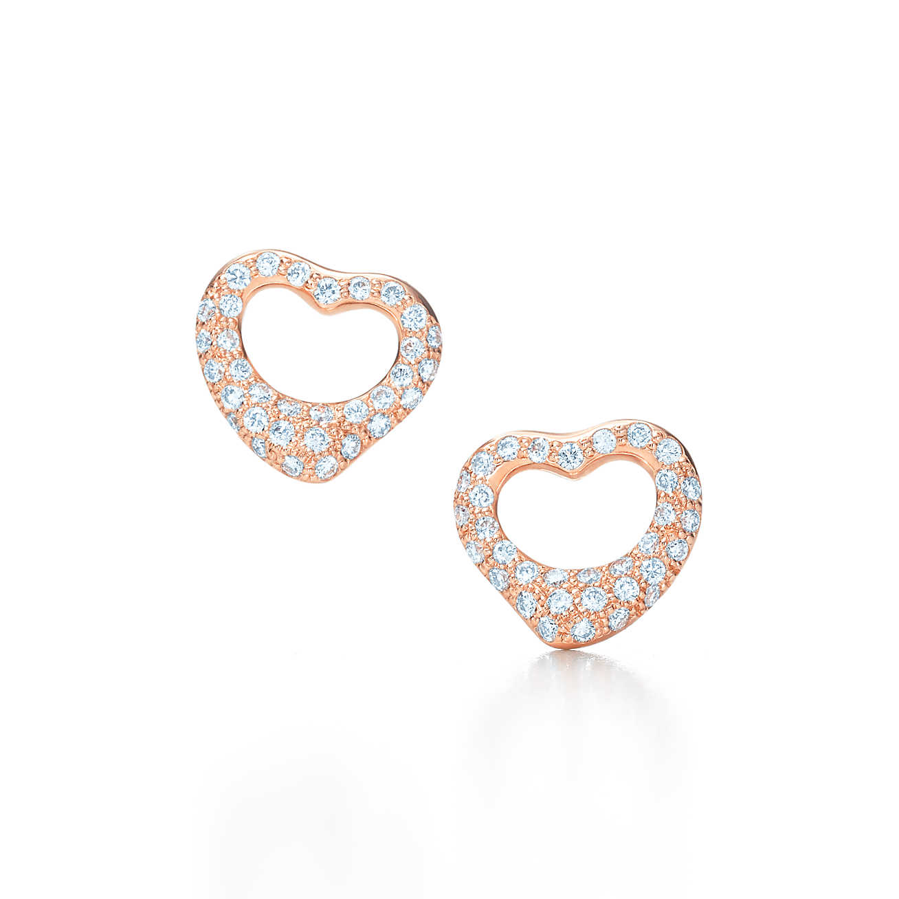 Elsa Peretti® Open Heart 18K 玫瑰金镶钻耳环