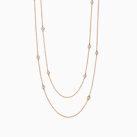 Elsa Peretti™ Diamonds by the Yard™ 18K 玫瑰金雨滴项链