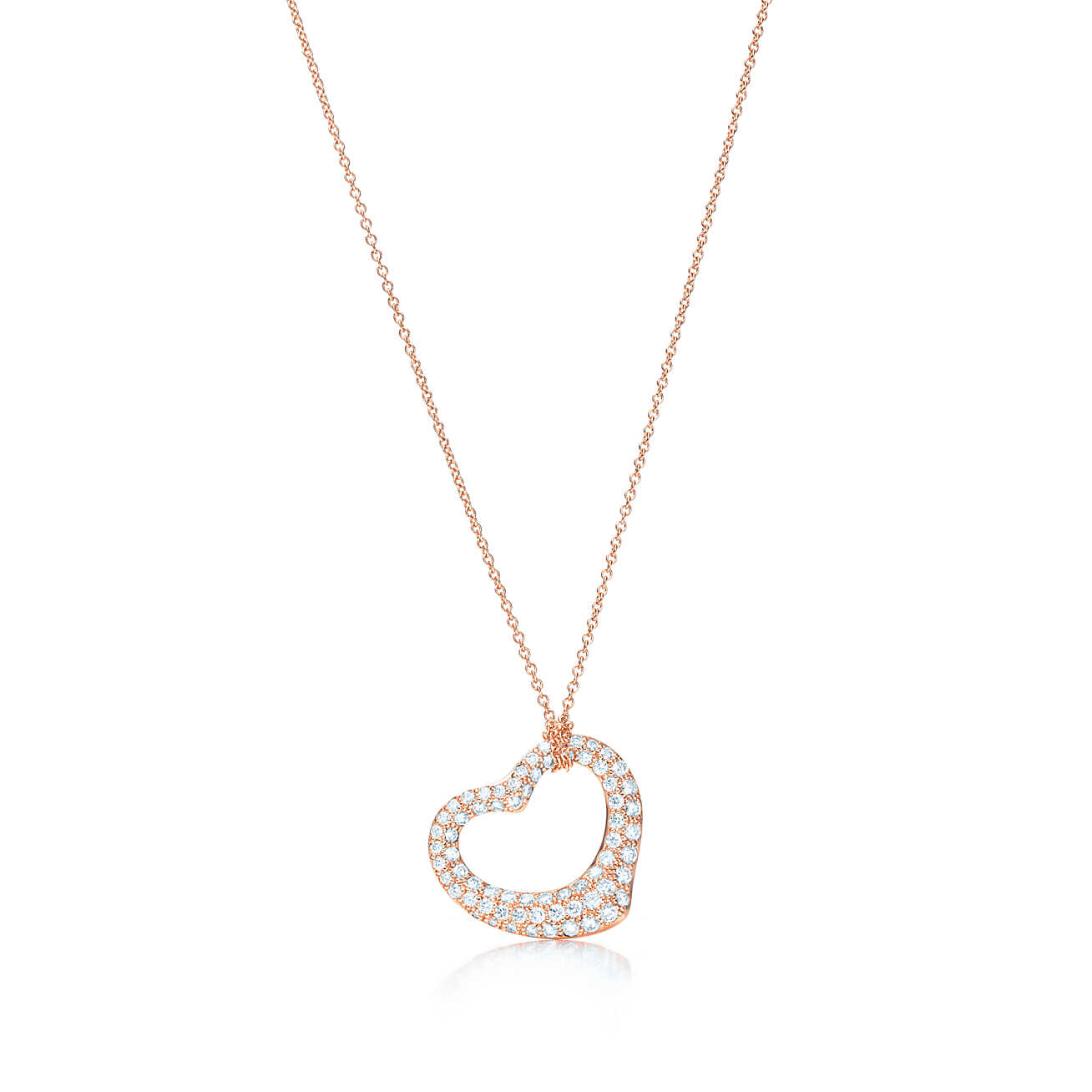 Elsa Peretti® Open Heart 18K 玫瑰金镶钻吊坠