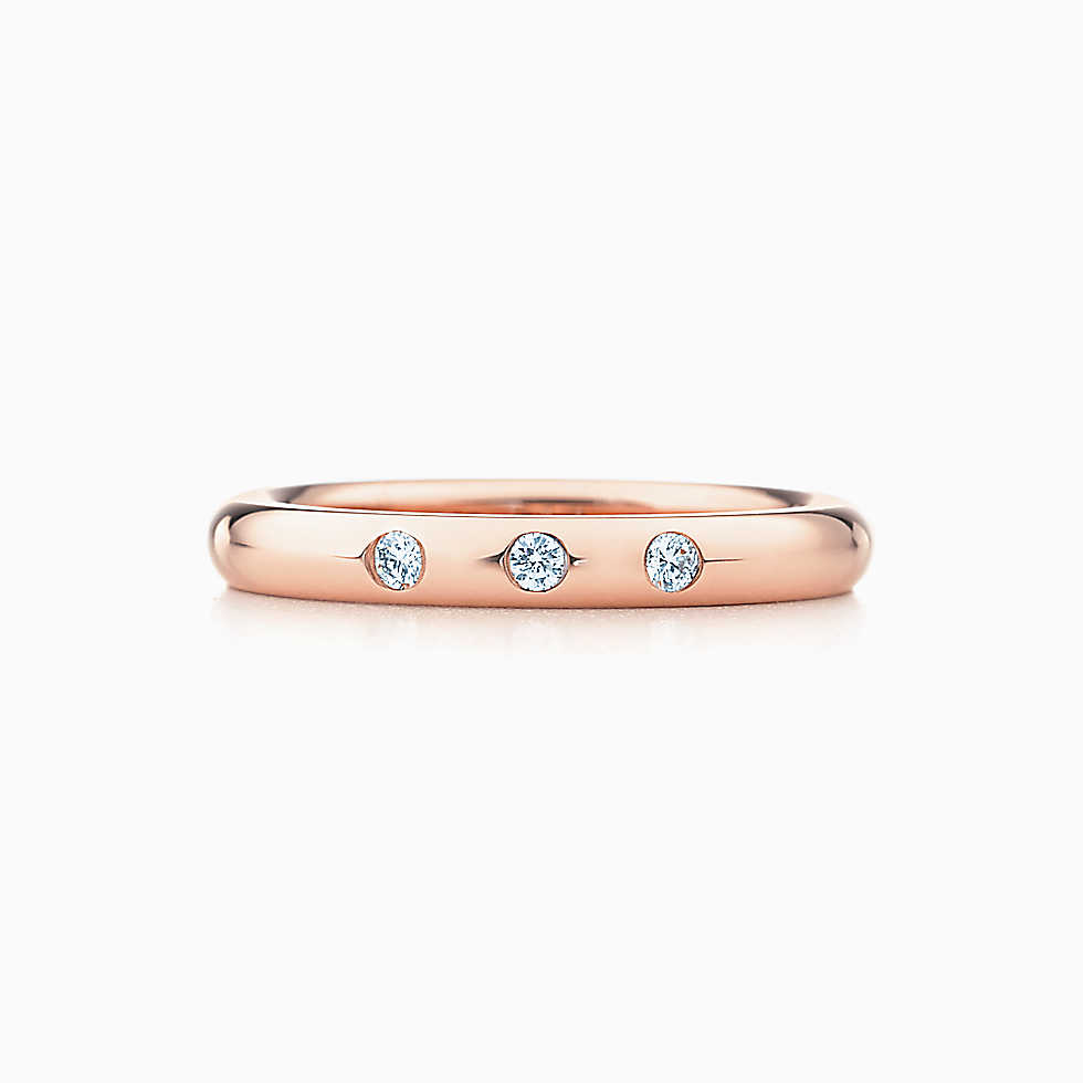 Elsa Peretti® 18K 玫瑰金镶钻层叠戒指