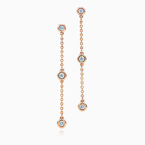 Elsa Peretti™ Diamonds by the Yard™ 18K 玫瑰金耳坠