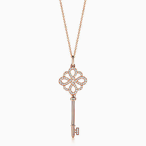 Tiffany Keys 18K 玫瑰金镶钻蝴蝶结形钥匙