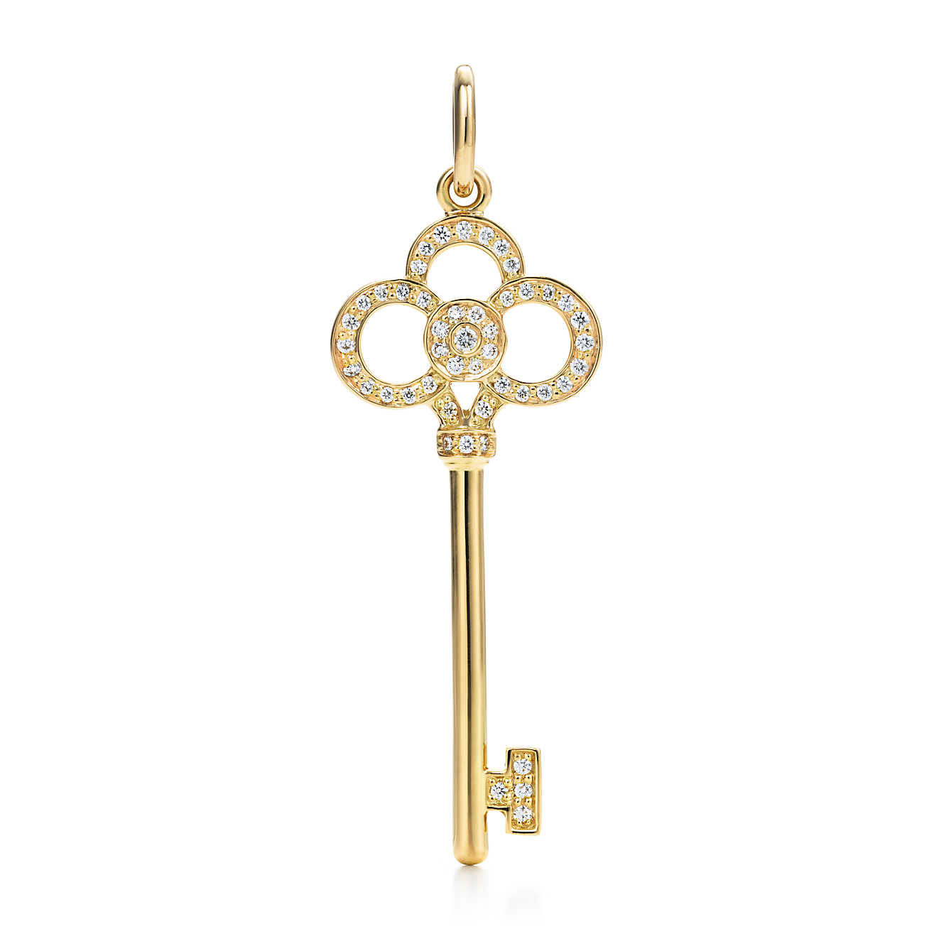 Tiffany Keys 18k 金镶钻心冠钥匙吊坠。