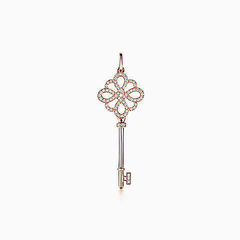 Tiffany Keys 18K 玫瑰金镶钻蝴蝶结形钥匙