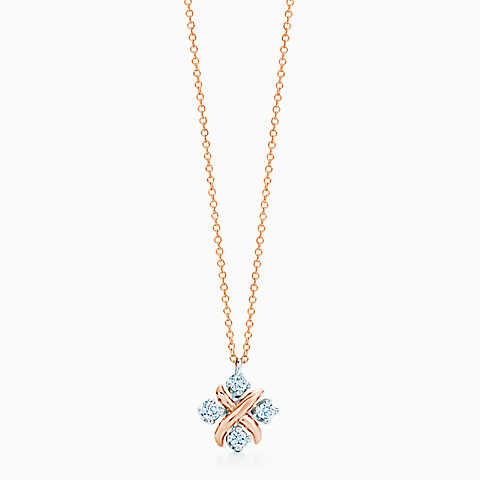 Jean Schlumberger Lynn 18K 玫瑰金和铂金镶钻吊坠