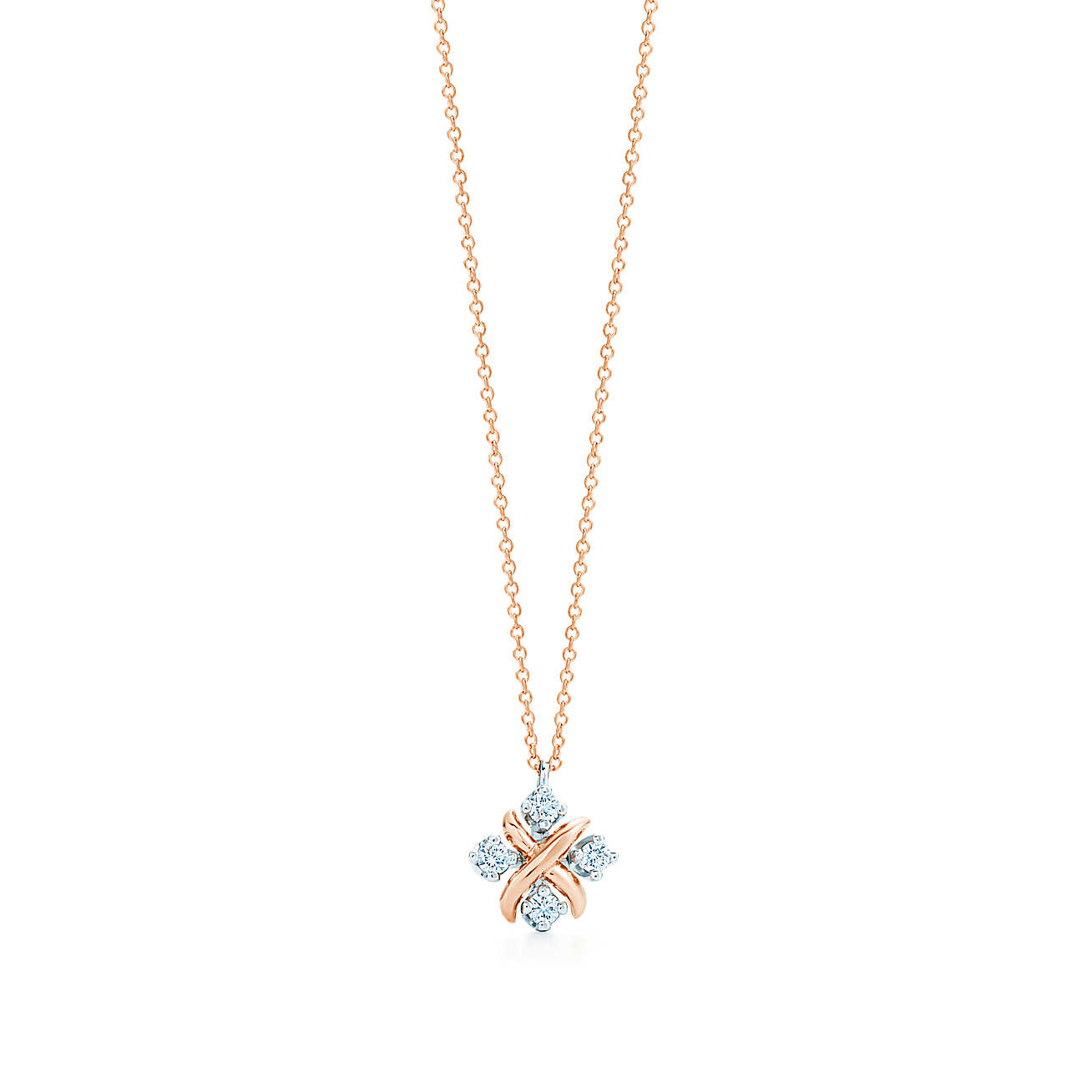 Jean Schlumberger Lynn 18K 玫瑰金和铂金镶钻吊坠