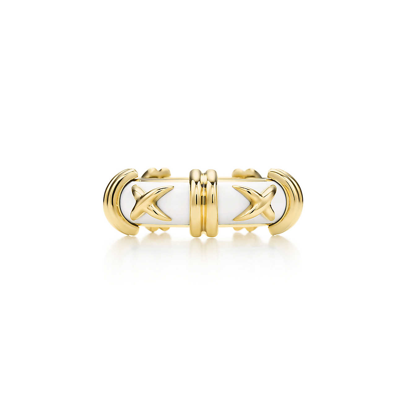 Jean Schlumberger Croissillon 18K 金镶白色珐琅戒指
