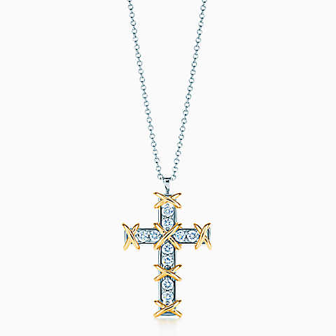 Jean Schlumberger Ten Stone 18K 金镶钻十字架吊坠