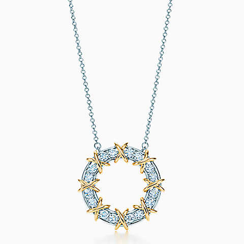 Jean Schlumberger Sixteen Stone 18K 金镶钻圆形吊坠