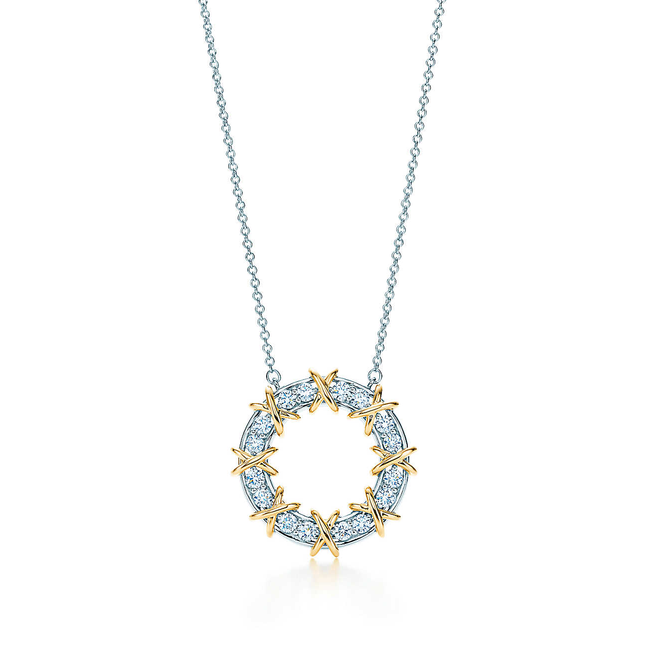 Jean Schlumberger Sixteen Stone 18K 金镶钻圆形吊坠