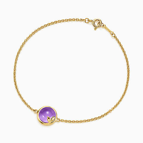 Paloma Picasso™ Olive Leaf 18K 金镶紫水晶中号手链