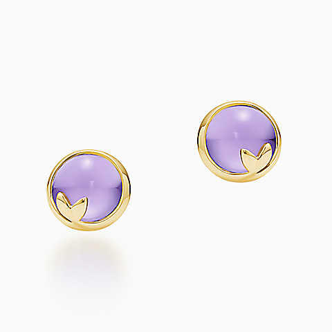 Paloma Picasso™ Olive Leaf 18K 金镶紫水晶耳环