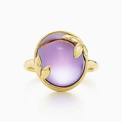 Paloma Picasso® 18K 金镶紫水晶橄榄叶戒指
