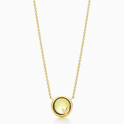 Paloma Picasso™ Olive Leaf 18K 金镶黄水晶吊坠