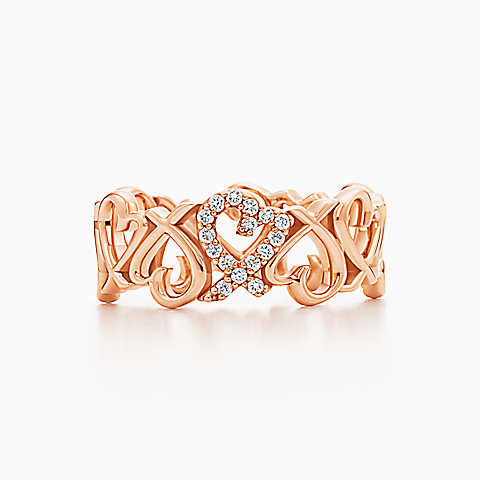 Paloma Picasso™ Loving Heart 18K 玫瑰金镶钻戒指