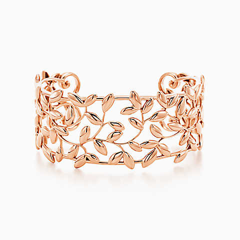 Paloma Picasso™ Olive Leaf 18K 玫瑰金开口手镯，小号